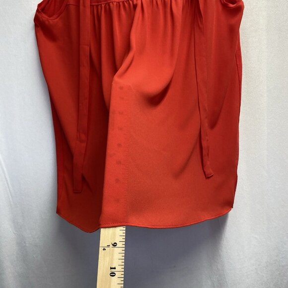 LOFT Sleeveless Round Neck Tank Top Women Medium Red Semi-Sheer Keyhole Back - Picture 5 of 11
